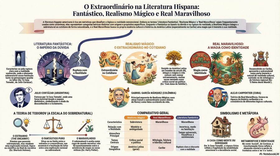 O gênero — Fantástico, realismo mágico e real maravilhoso lado a lado, com Cortázar, García Márquez e Carpentier — e…